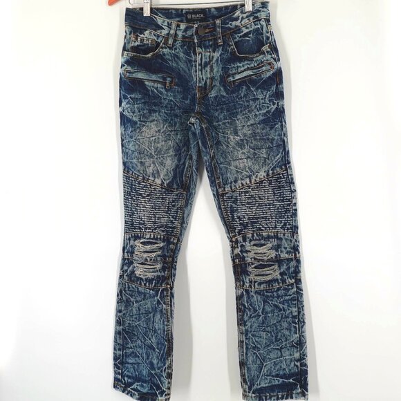 CJ Black Premium Distressed Ripped Denim Slim Fit Jeans W28 L30 Streetwear - Picture 7 of 12